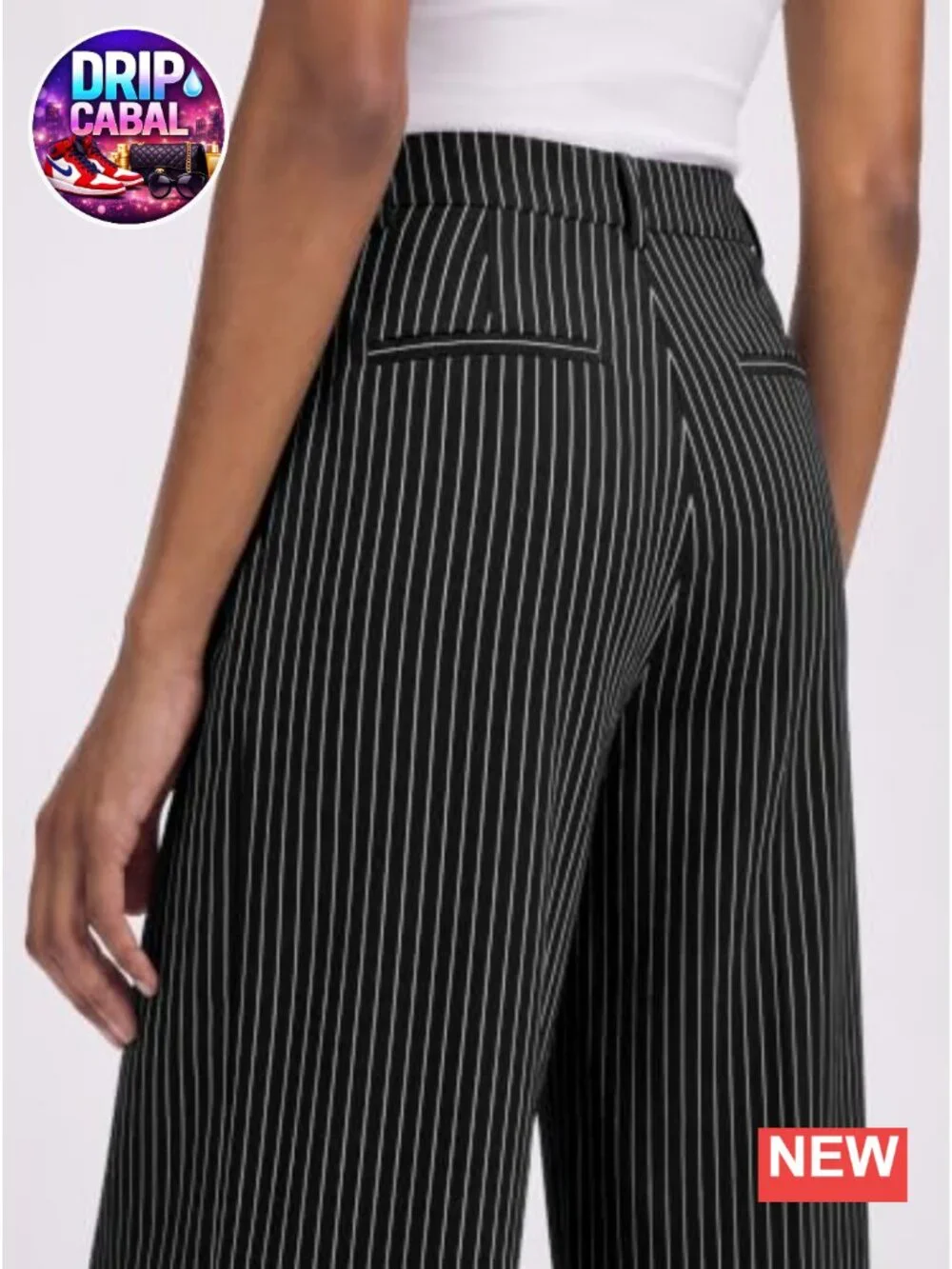 High Waisted Pinstripe Wide Leg Slacks for Women Business Casual Dress Pants